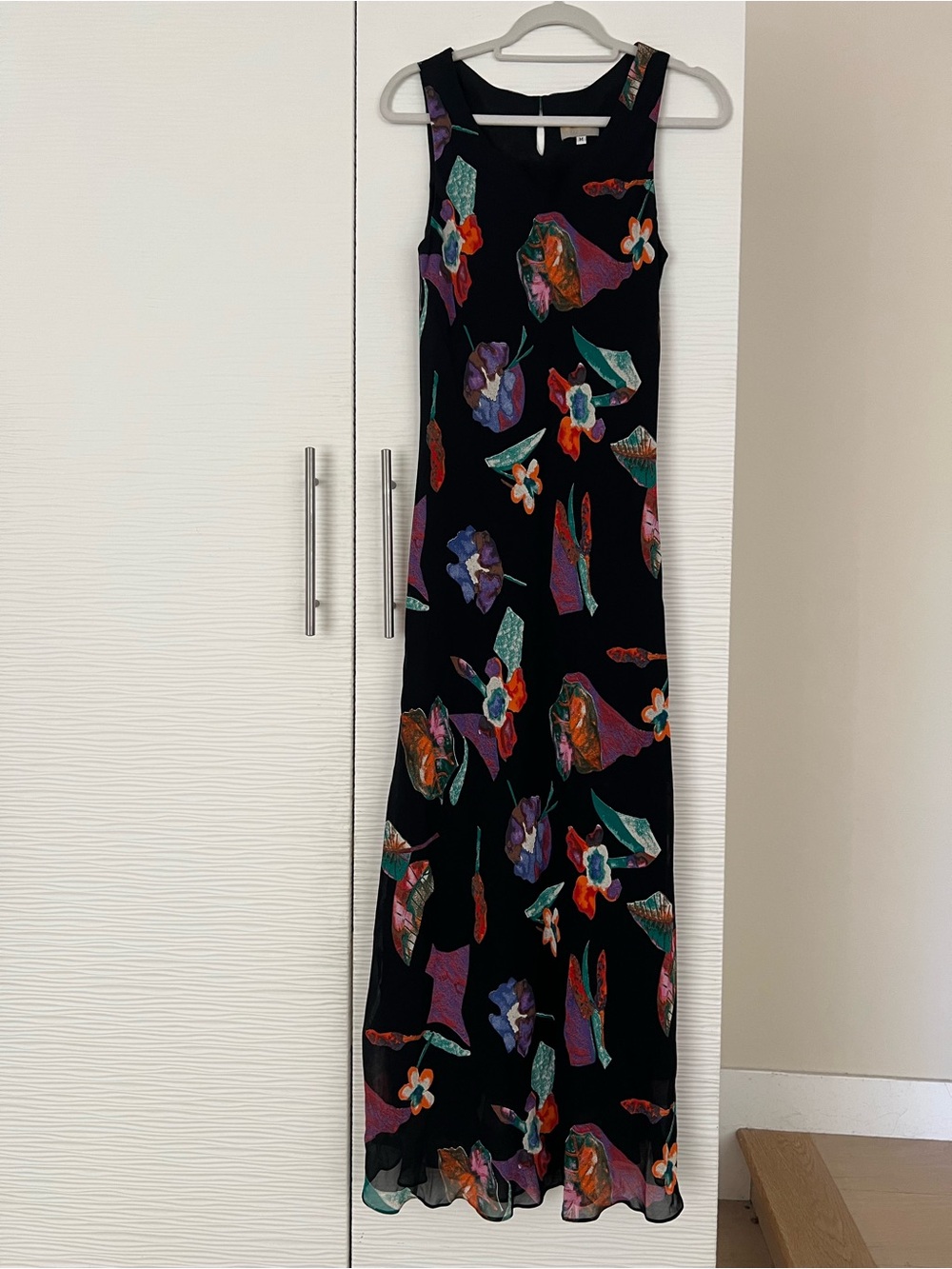 Black Floral Maxi Dress with Multicolor Print